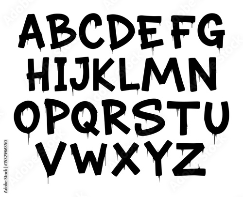 Hand written dripping font. Vector design alphabet set, isolated grunge design with paint drops.