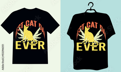 Father's day t shirt design concept vector,Best Cat Dad Ever T-Shirt Mockup: A fun and heartwarming Father's Day t-shirt mockup featuring the phrase "Best Cat Dad Ever" with a cute cat illustration