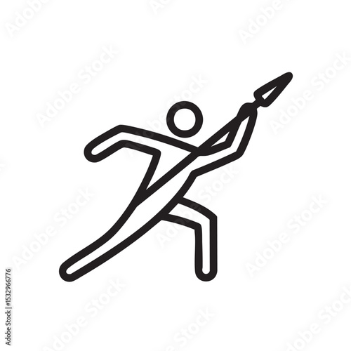 Dynamic warrior figure launching spear in athletic pose for design use vector illustration