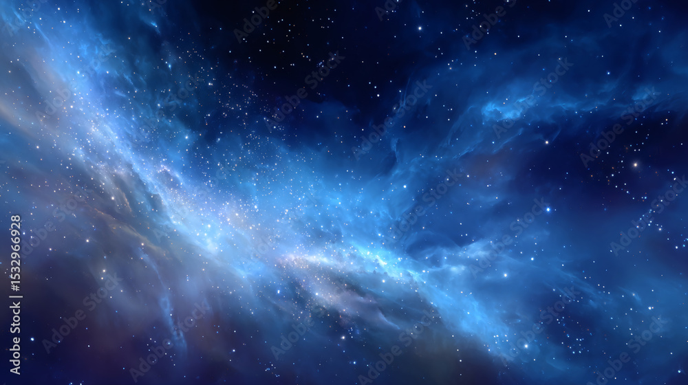 Fototapeta premium Celestial Nebula Cosmic Cloudscape Stunning Blue Space Background