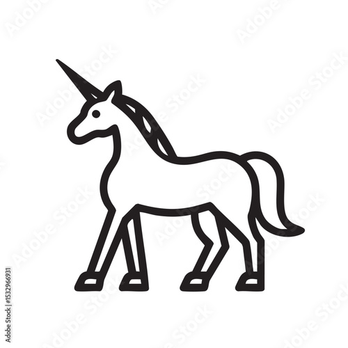 A unicorn with a single horn is walking elegantly vector illustration