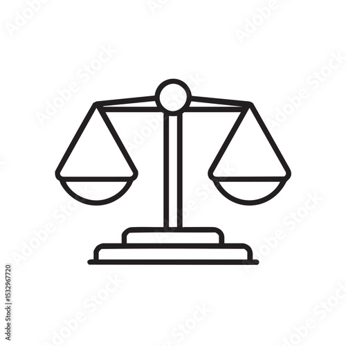 Symbol of justice featuring balanced scales representing fairness vector illustration
