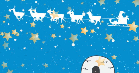 Papier peint photo Arctique Rennes du père Noël ciel arctique  © vectorfusionart