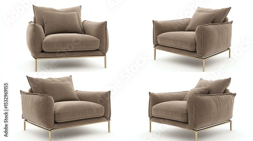 Stylish and modern armchairs featuring a soft fabric finish and elegant design. Perfect for contemporary living spaces, these chairs add comfort and sophistication to any room.