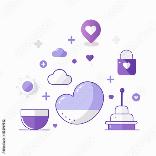 World Prematurity Day Vector with Baby Footprints, Purple Ribbon and Neonatal Icons