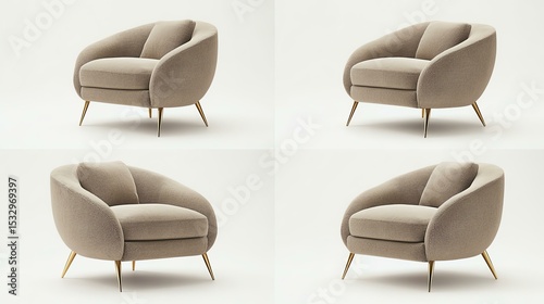 A cozy, modern armchair featuring a plush design and stylish wooden legs. Perfect for enhancing the comfort and aesthetic of any living space.
