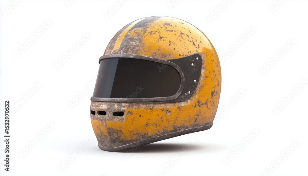 Fototapeta premium Retro Rally Helmet T-Shirt Design Featuring Distressed Graphics For A Vintage Look And Feel. Trendy Grunge Effect Included In Design.