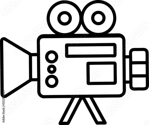 Video camera outline icon on transparent background 