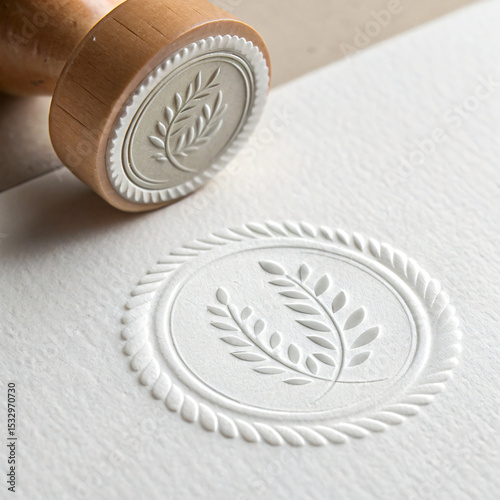 debossed stamp trace, white surface