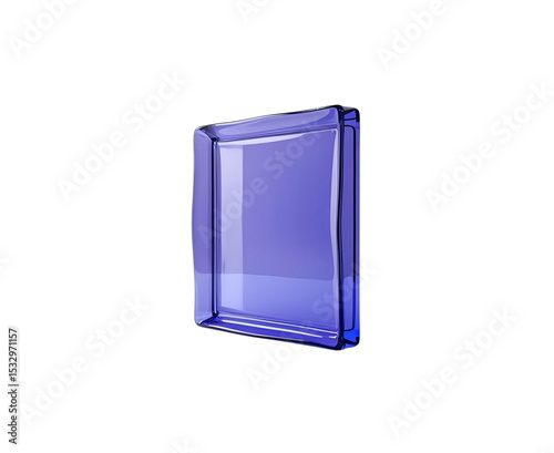 3D-rendered abstract background featuring a violet blue square glass shape with translucent texture. Isolated on a white background—perfect for modern design, branding, digital visuals, tech layouts, 