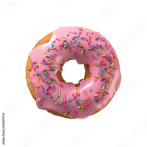 Pink Glazed Donut with Sprinkles - Delicious Sweet Treat