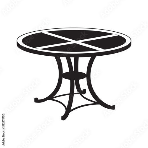 Glass round dining table vector Icon isolated on white background.