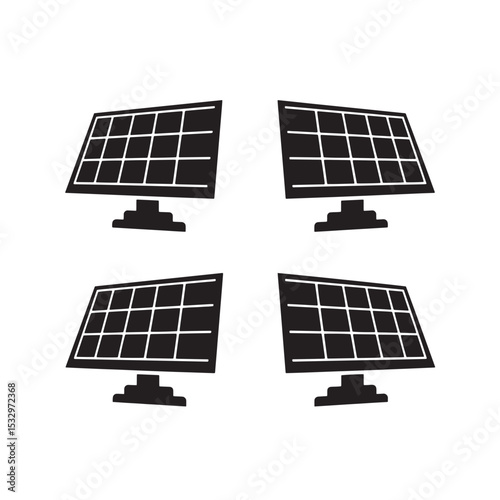 Clean energy renewable power silhouette illustrations of solar panels for sustainable energy solutions