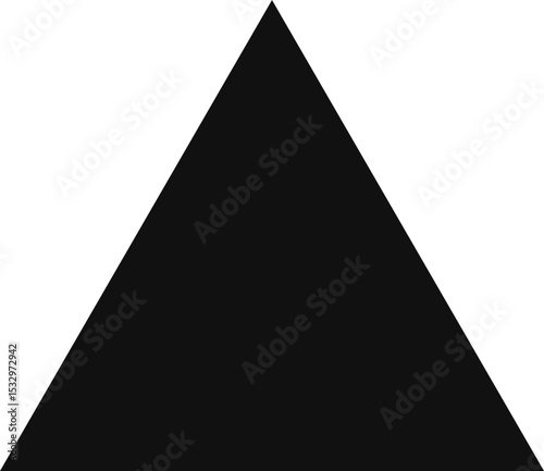 Equilateral triangle with equal sides and uniform filled color.