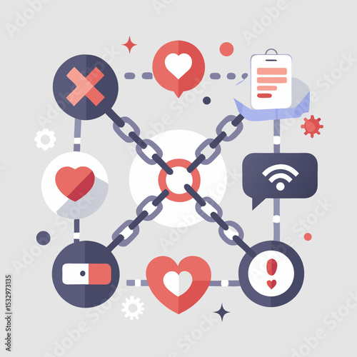 National Unfriend Day Vector with Unfollow Icon, Broken Heart and Social Symbols