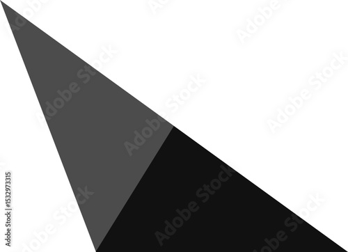 Geometric shape divided into two parts, forming an obtuse-angled triangular pattern.
