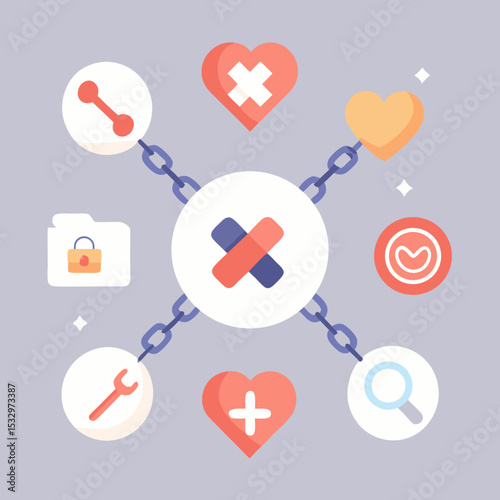 National Unfriend Day Vector with Unfollow Icon, Broken Heart and Social Symbols
