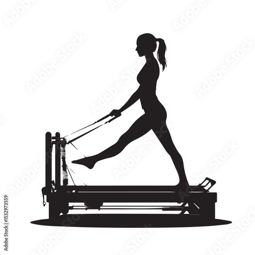 Woman doing pilates reformer exercise silhouette