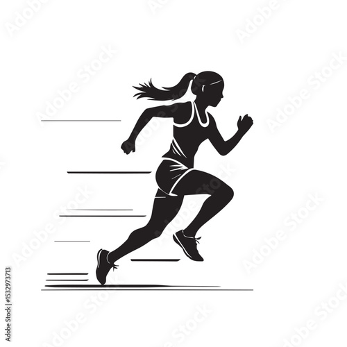 Silhouette of a woman running fast