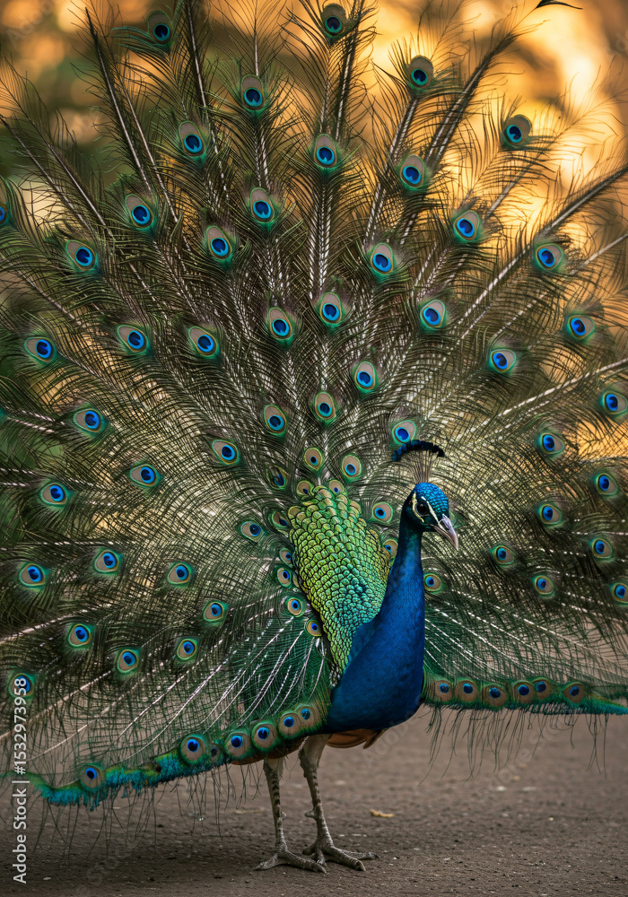 Obraz premium peacock with feathers out of focus