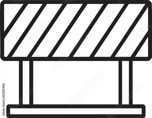 Simple Black and White Road Barrier Icon with Diagonal Stripes for Construction or Safety Purposes minimalist