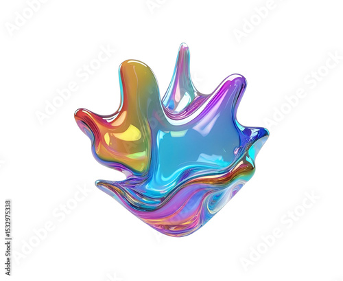 Abstract 3D-rendered floating liquid blob in blue and purple gradient tones. Features soft curves, glossy texture, and smooth lighting—perfect for modern design, branding, tech visuals, UI backgrounds
