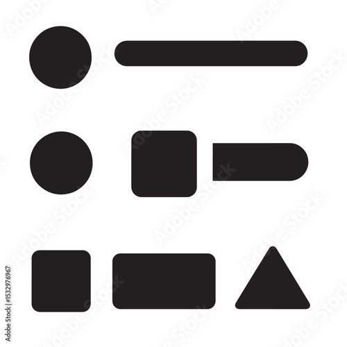 Simple black geometric shapes on white background minimalist design silhouette vector