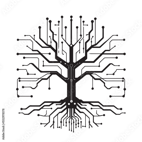 Abstract circuit tree technology design illustration
