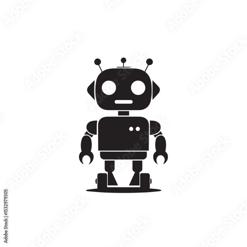 Cute retro robot character icon design