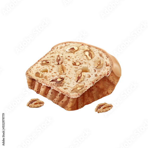Delicious Slice of Walnut Bread with Pecan Topping