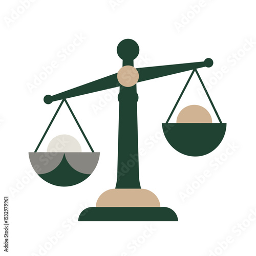 Balancing scale illustration in green clay mosaic style for sustainability themes