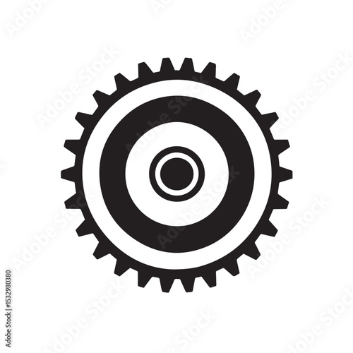 Black and white gear icon industrial machine part