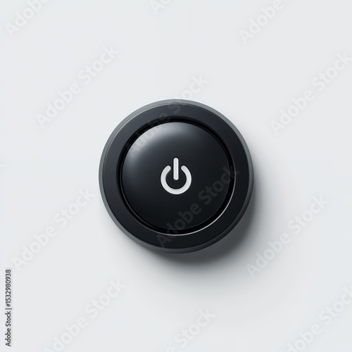 A black button with a white circle in the middle. The button is labeled 