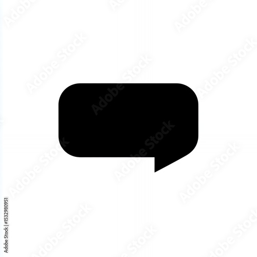A black and white image of a speech bubble. The bubble is large and black