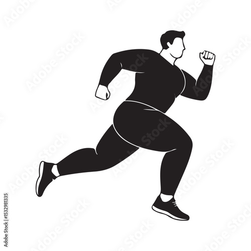 Silhouette of a plus size man jogging