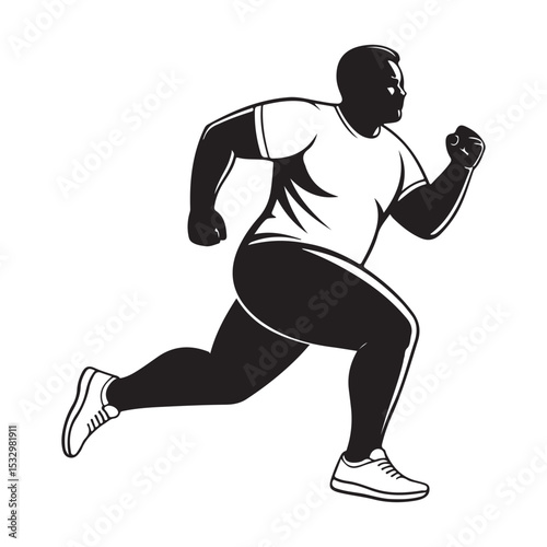 Overweight man running jogging fitness exercise