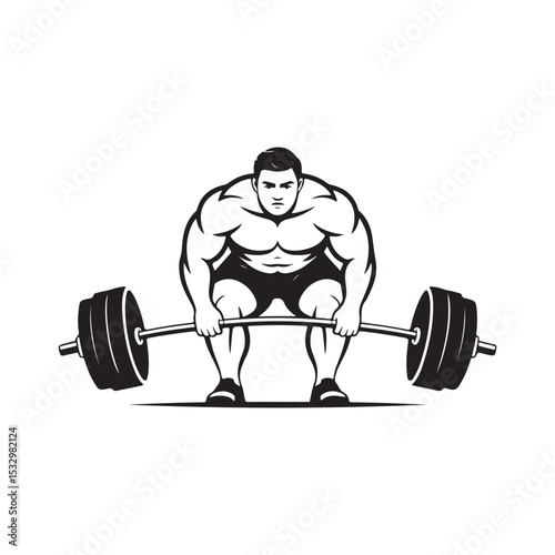 Muscular man performing a deadlift exercise