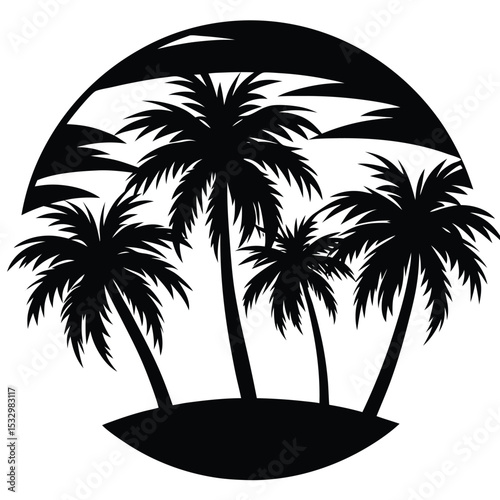 Palm Trees in Retro Color Sky