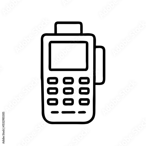 Payment processing terminal icon in minimalist line art style  