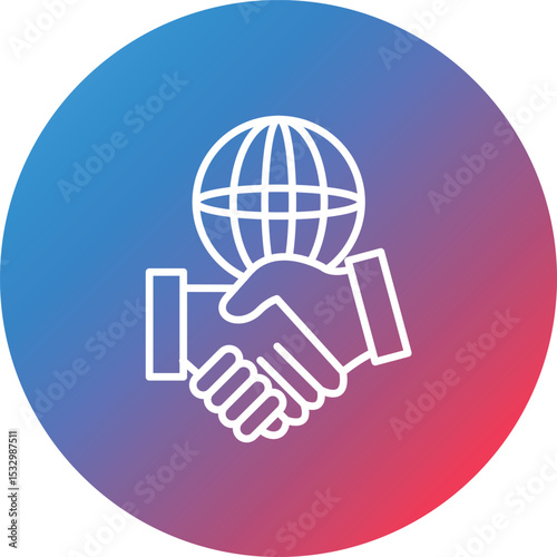 International Relations Line Gradient Circle Background Icon