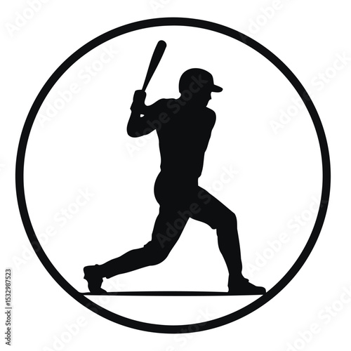 Baseball player black silhouette in playing moves 