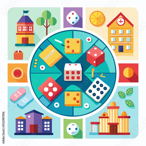 National Play Monopoly Day Vector Concept Board Game Illustration