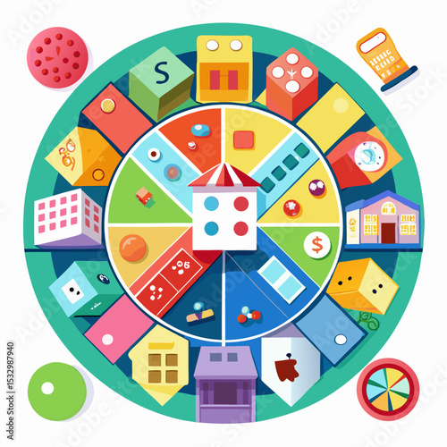 National Play Monopoly Day Vector Concept Board Game Illustration