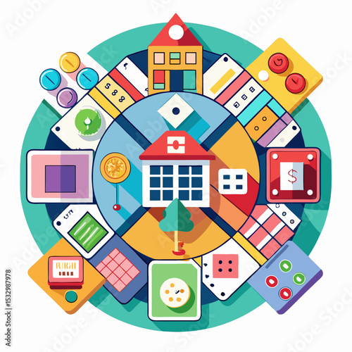 National Play Monopoly Day Vector Concept Board Game Illustration