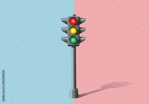 Traffic light on pastel background. minimalism concept.