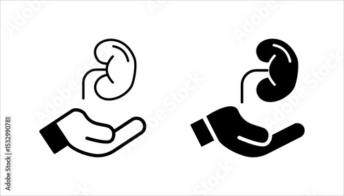 Organ donation linear icon. Living, deceased body parts offer. Tissues transplantation. vector illustration on white background
