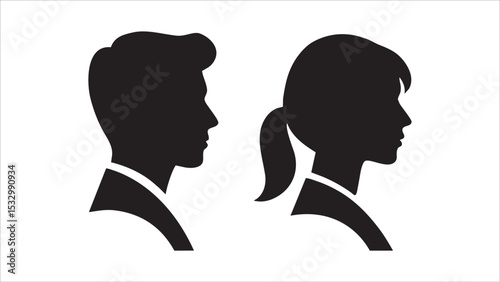 Male Female Silhouettes Profile Views Black White Gender Icons