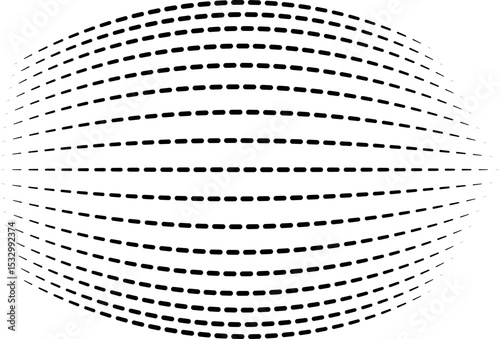 Parallel dashed lines with a progressively increasing thickness forming an inflated appearance.