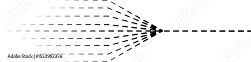 A dashed line that splits into multiple branches, forming a branching structure.