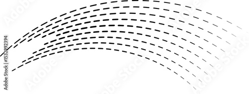 Parallel dashed lines arranged in a curved formation.